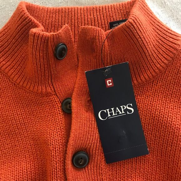 New CHAPS by Ralph Lauren Men's Thick Mockneck Sweater Autumn Striped Medium $70 - Picture 2 of 8